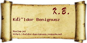 Káldor Benignusz névjegykártya